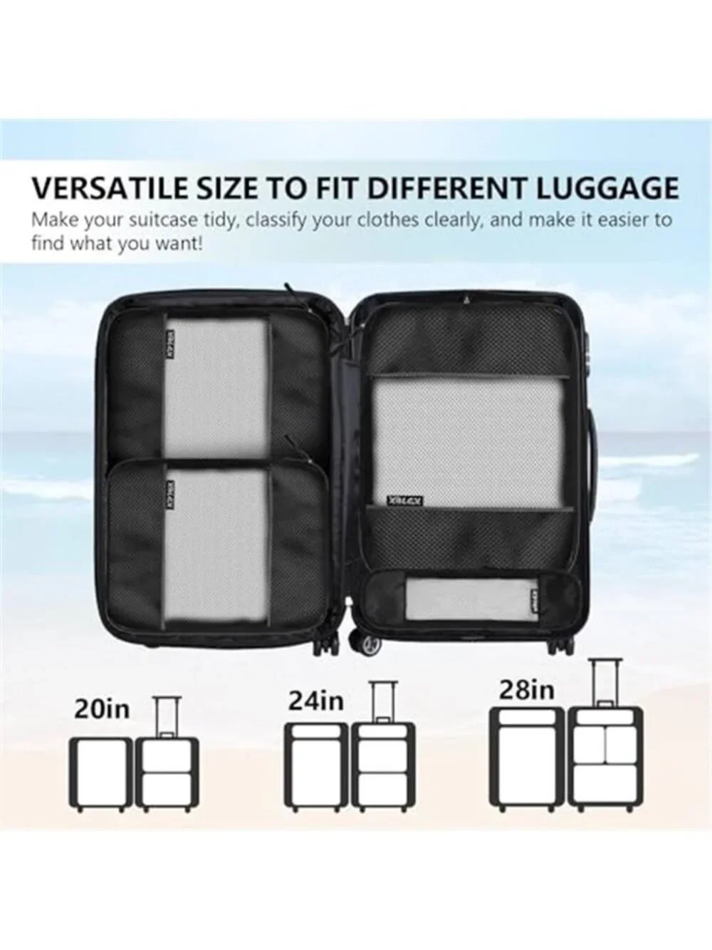 5 Piece Compression Packing Cubes Travel Luggage Organizer Bags Space Saving Set